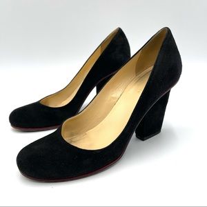 Kate Spade black suede round toe heels size 8